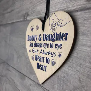 Red Ocean Daddy And Daughter Wooden Heart Gifts For Birthday Christmas Best Daddy Gift Ideas From Daughter