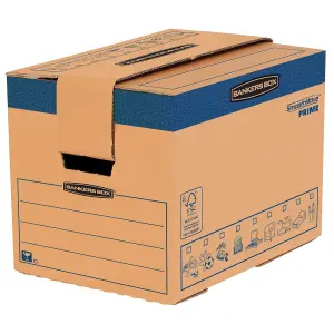 5 BANKERS BOX Cardboard Moving Boxes 37.5L Ultra Heavy Duty Double Wall Boxes Pack of 5