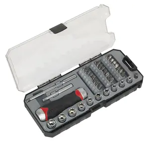 Sealey Fine Tooth Ratchet Screwdriver Socket & Bit Set 38pc AK64905