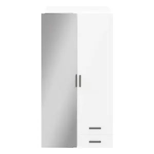 GoodHome Atomia Freestanding Matt white Chipboard Mirrored Wardrobe (H)1875mm (W)500mm (D)580mm