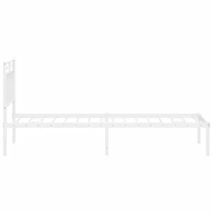 Berkfield Metal Bed Frame with Headboard White 75x190 cm