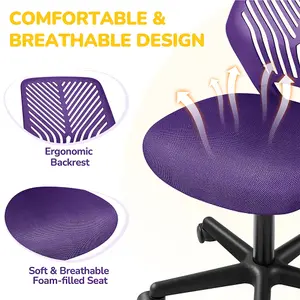 Yaheetech Adjustable Armless Office Desk Chair - Purple