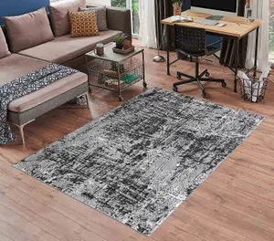 Serenity Modern Abstract Lines Contemporary Area Rugs Black 120x170 cm