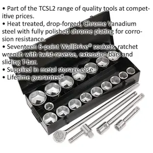 21pc PREMIUM Deep Socket & Ratchet Handle Set - 1" Square Drive 6 Point Metric