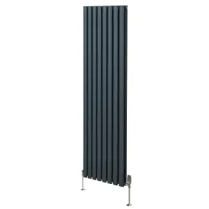 Oval Column Radiator & Valves - 1800mm x 480mm - Anthracite Grey