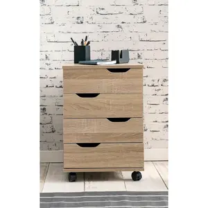 Kolya 40cm Wide 4 -Drawer Mobile File Cabinet Sonoma Oak