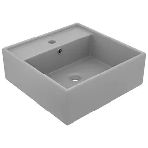 Belfry Bathroom Spurlock Ceramic Square Sink with Overflow Light Grey