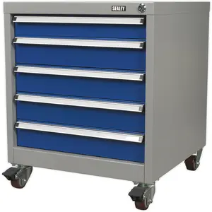 Heavy Duty 5 Drawer Mobile Industrial Cabinet with Lock and Wheels