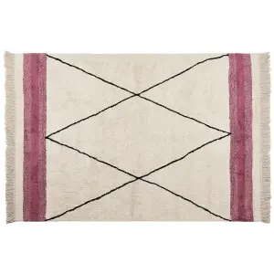 Cotton Area Rug 160 x 230 cm Beige and Pink AFSAR