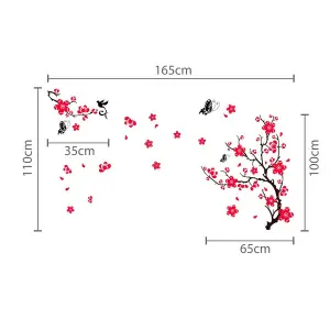 Pink Blossom Flowers and Butterflies Mirror Mirror Stickers Nursery Home Decoration Gift Ideas 101 pieces