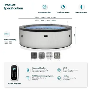 Wave Tahoe, 6-Person Eco Foam Hot Tub, Integrated Heater, Pebble White