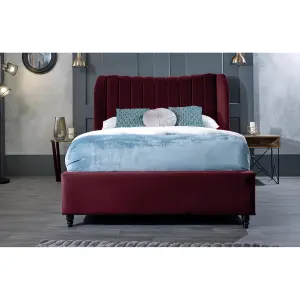 Carli Plush Velvet Maroon Bed Frame