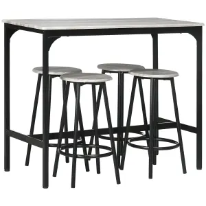 HOMCOM 5 Piece Bar Table and Stools Set with Metal Frame Grey