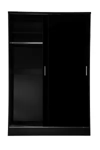 REFLECT XL 2 Door Sliding Wardrobe in Gloss Black Door Fronts and Black Oak Carcass