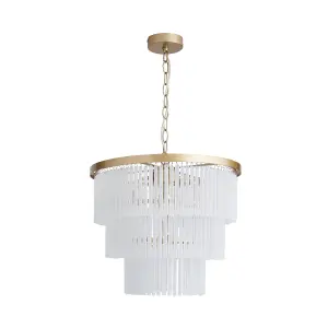 Inlight Kuip Satin Gold Brass effect LED Pendant ceiling light, (Dia)400mm