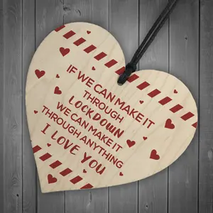 Red Ocean Funny Post Lockdown Anniversary Gifts Wooden Heart Gift For Boyfriend Husband Anniversary Gifts For Him