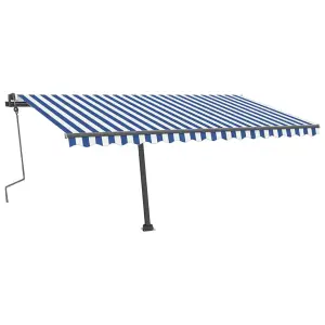 Berkfield Manual Retractable Awning with LED 400x300 cm Blue and White