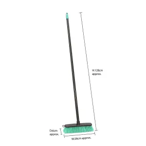 JVL Lightweight Outdoor Hard Bristle Sweeping Brush Broom, Turquoise/Grey