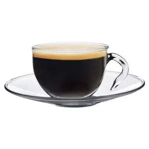 Argon Tableware - Glass Espresso Cup & Saucer Set - 60ml - Clear