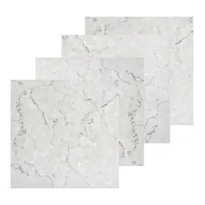 Floor Tiles Self Adhesive Vinyl Flooring Kitchen Bathroom Home White Marble Effect Pack of 4 (0.37sqm)