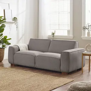 FurnitureboxUK Petra 3-Seater Sofa With Meranti Wood Frame Upholstered In Taupe Beige Eco Recycled Fabric