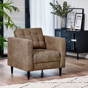 Furniturebox UK Jolene Brown Faux Leather Armchair