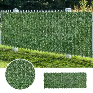 Outsunny Artificial Leaf Hedge Panel Garden Fence Privacy Screen on Roll 1m x 3m