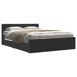 Berkfield Bed Frame with Headboard without Mattress Black 140x200 cm