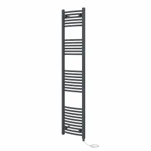 Rinse Bathrooms Electric Heated Towel Rail Curved Anthracite Bathroom Towel Radiator 1800x400mm - 800W