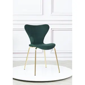 4 Doreen Velvet Upholstered Dining Chair with Black Metal Legs (Set of 4) Green / Gold