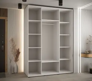  Bright White Sliding Wardrobe W170cm H205cm D60cm - Spacious Contemporary Storage for Stylish Bedrooms