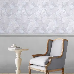 Laura Ashley Butterfly Garden Sugared Grey Animal Smooth Wallpaper Sample