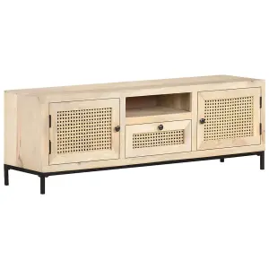 Berkfield TV Cabinet 120x30x40 cm Solid Mango Wood and Natural Cane