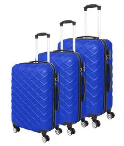 LUGGIT 3 Pcs Travel Lightweight Trolley Luggage Suitcase Set of 3 Sizes, ABS Shell - Quilted Royal Blue