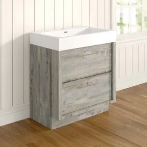 Walker 750mm Single Bathroom Vanity with Integrated Resin Basin Light Sawn Oak