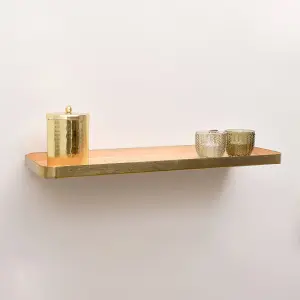 Melody Maison Gold & Peach Enamelled Metal Wall Shelf - 50cm