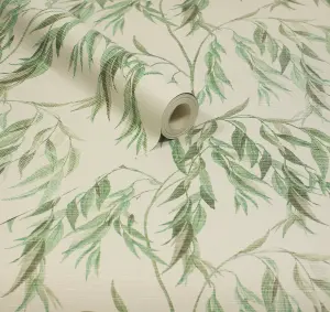 Willow Tree White/Green Wallpaper