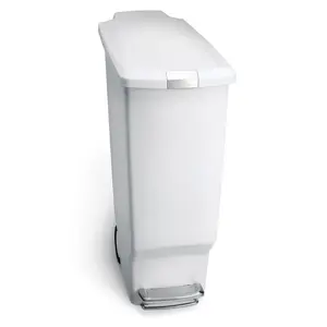 Simplehuman 40L Plastic Slim Pedal Bin White