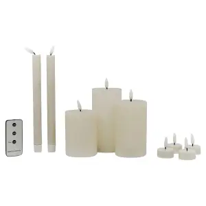 URBNLIVING 15cm Height LED Flameless Flickering Flame Wick Timer Remote Dinner Candle Set of 9