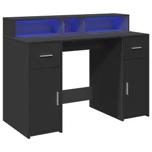 Berkfield Desk with LED Lights Black 120x55x91 cm Engineered Wood