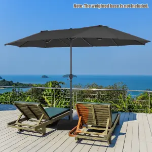 Costway  460 x 265cm Outdoor Double-Sided Parasol Patio Umbrella Market Twin Umbrella