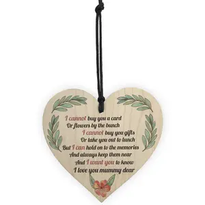 Red Ocean Mum Memorial Poem Wooden Hanging Heart Sign Mothers Day Gifts Rememberance Plaque Grave Sign