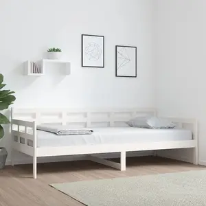 Berkfield Day Bed White Solid Wood Pine 90x200 cm