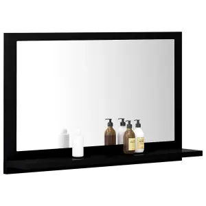 Berkfield Bathroom Mirror Black 60x10.5x37 cm Engineered Wood