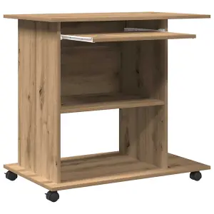 Berkfield Computer Desk Artisan Oak 80x50x75 cm Engineered Wood