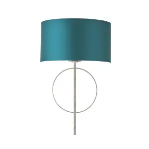 Luminosa Trento Wall Lamp Antique Silver Leaf & Teal Satin Fabric