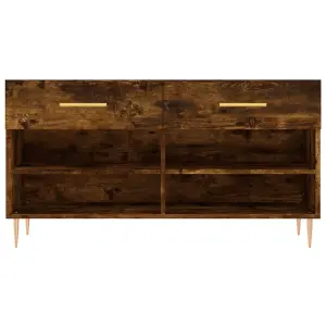 Berkfield Shoe Bench Smoked Oak 102x35x55 cm Engineered Wood