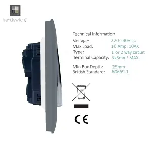 Trendiswitch Warm Grey 1 Gang 3 Way Intermediate Switch