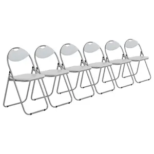 Harbour Housewares - Padded Folding Chairs - 44cm - White/Silver - Pack of 6