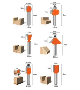 HARDEN 613212, router bits set 12pcs, YG8 tungsten cutting tips